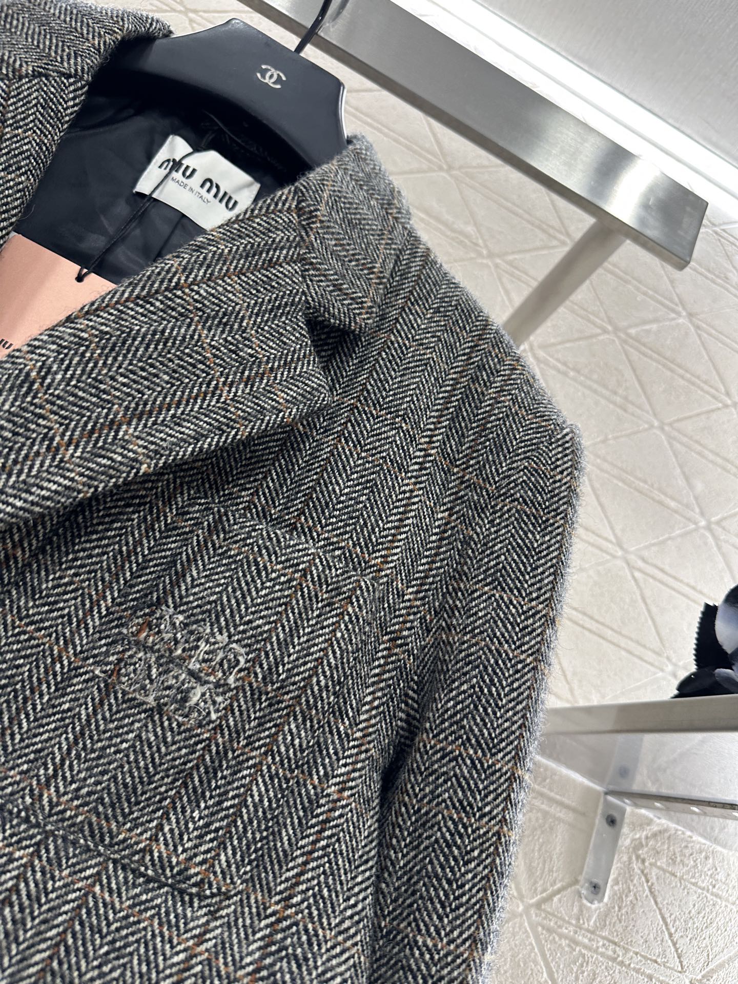 25fw Collar plaid pocket suit jacket