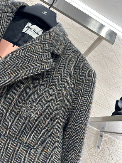 25fw Collar plaid pocket suit jacket