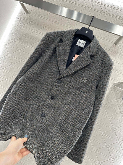 25fw Collar plaid pocket suit jacket