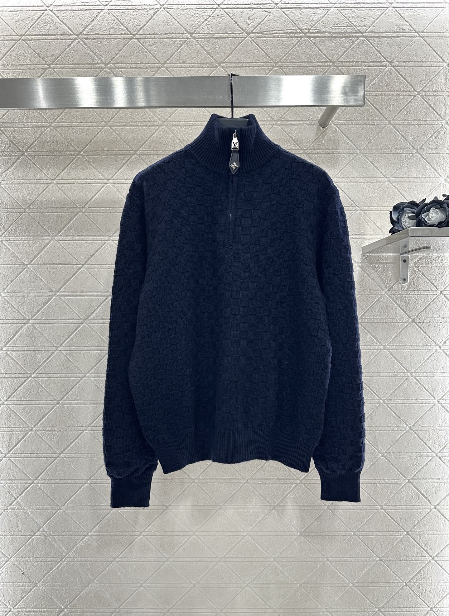 25fw High neck zipper knitted pullover sweater