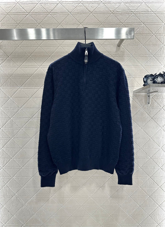 25fw High neck zipper knitted pullover sweater