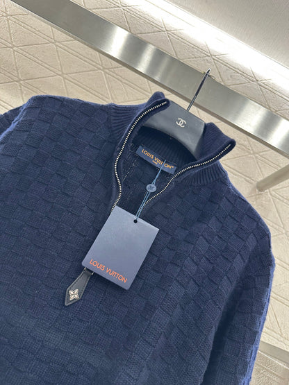 25fw High neck zipper knitted pullover sweater