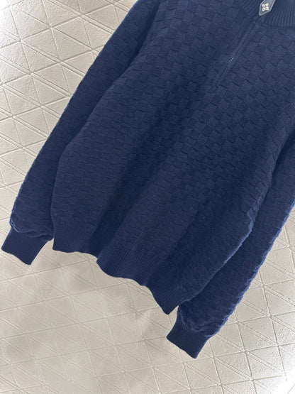 25fw High neck zipper knitted pullover sweater