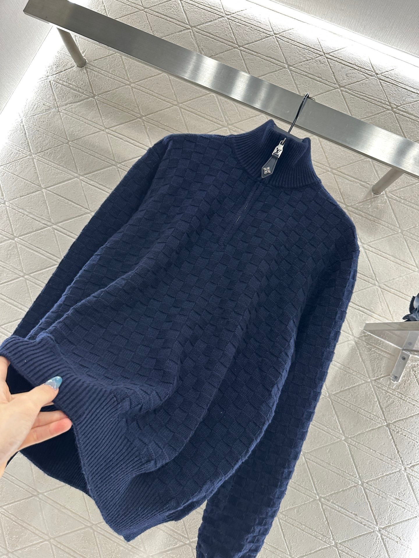 25fw High neck zipper knitted pullover sweater