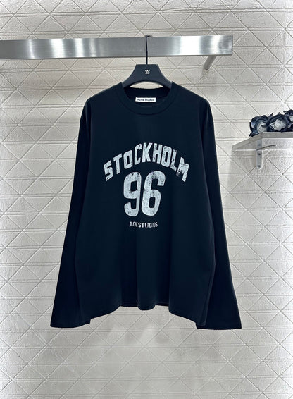 25fw Round neck letter printed long sleeved shirt