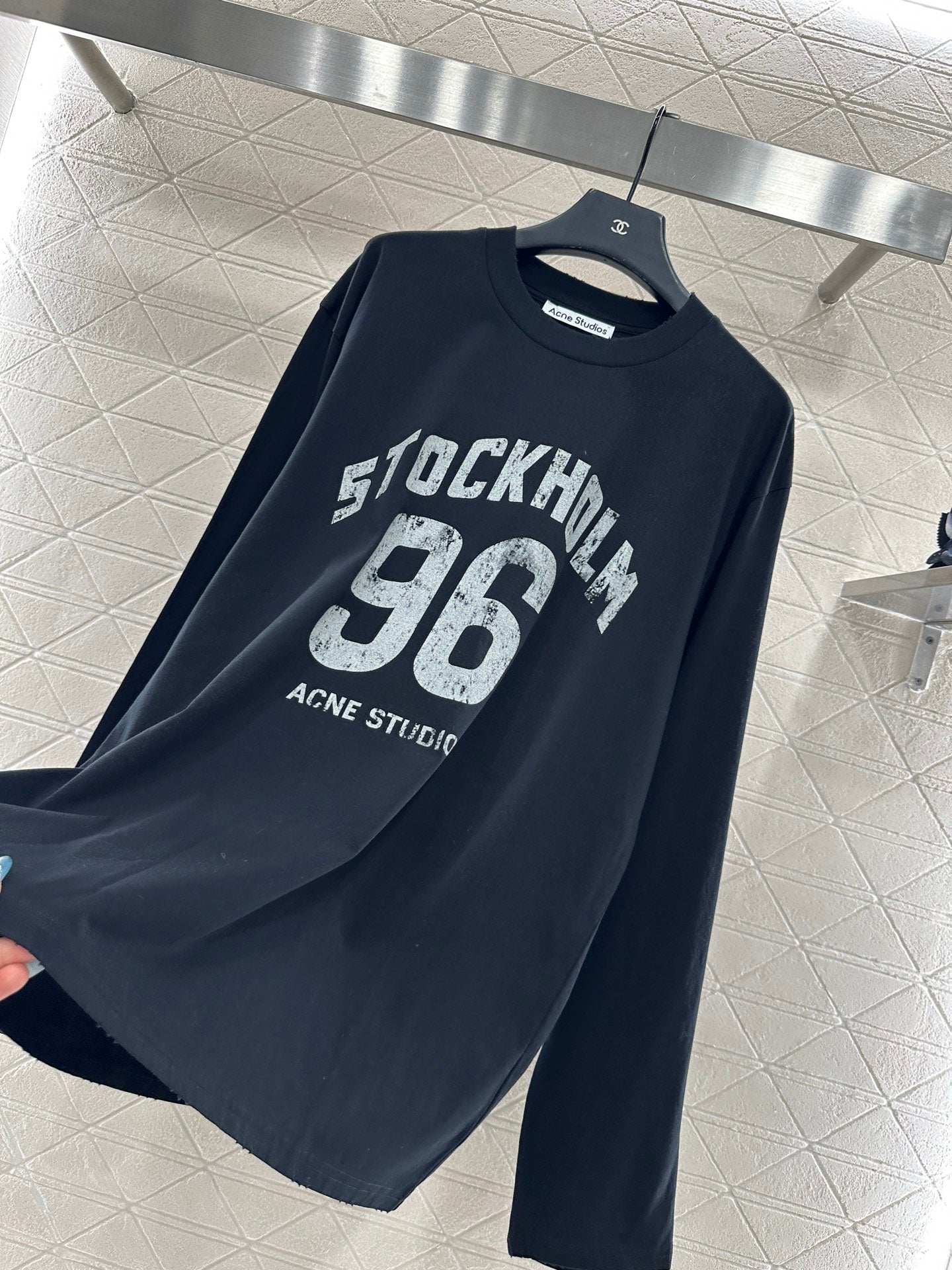 25fw Round neck letter printed long sleeved shirt