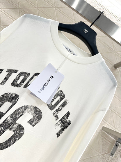 25fw Round neck letter printed long sleeved shirt