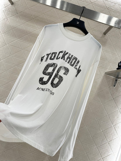 25fw Round neck letter printed long sleeved shirt