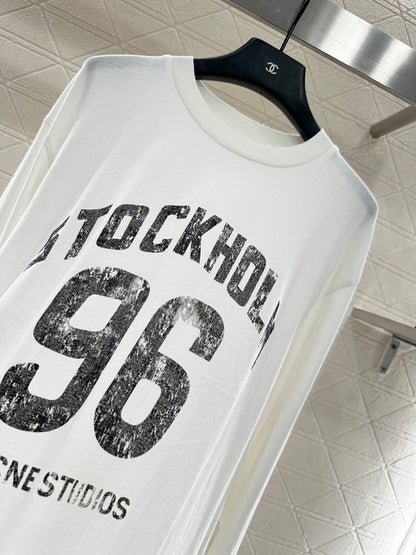 25fw Round neck letter printed long sleeved shirt