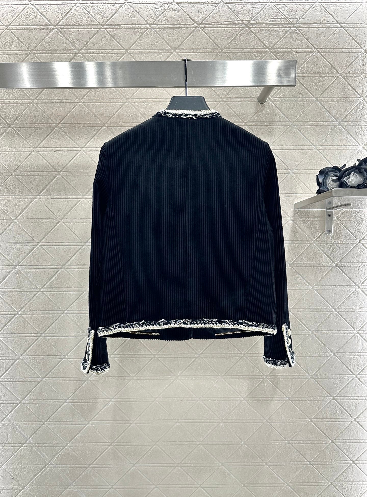 25fw Color blocking tied edge corduroy dress jacket