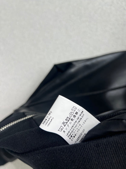 25fw Leather hooded jacket