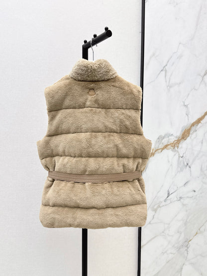 25fw Plush collar down short vest
