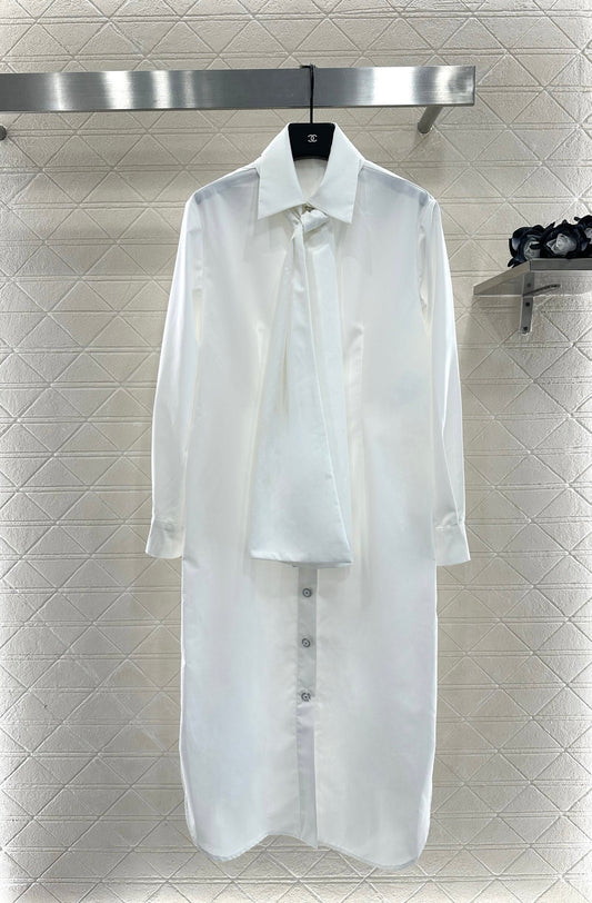 25fw Ribbon tied long lining dress