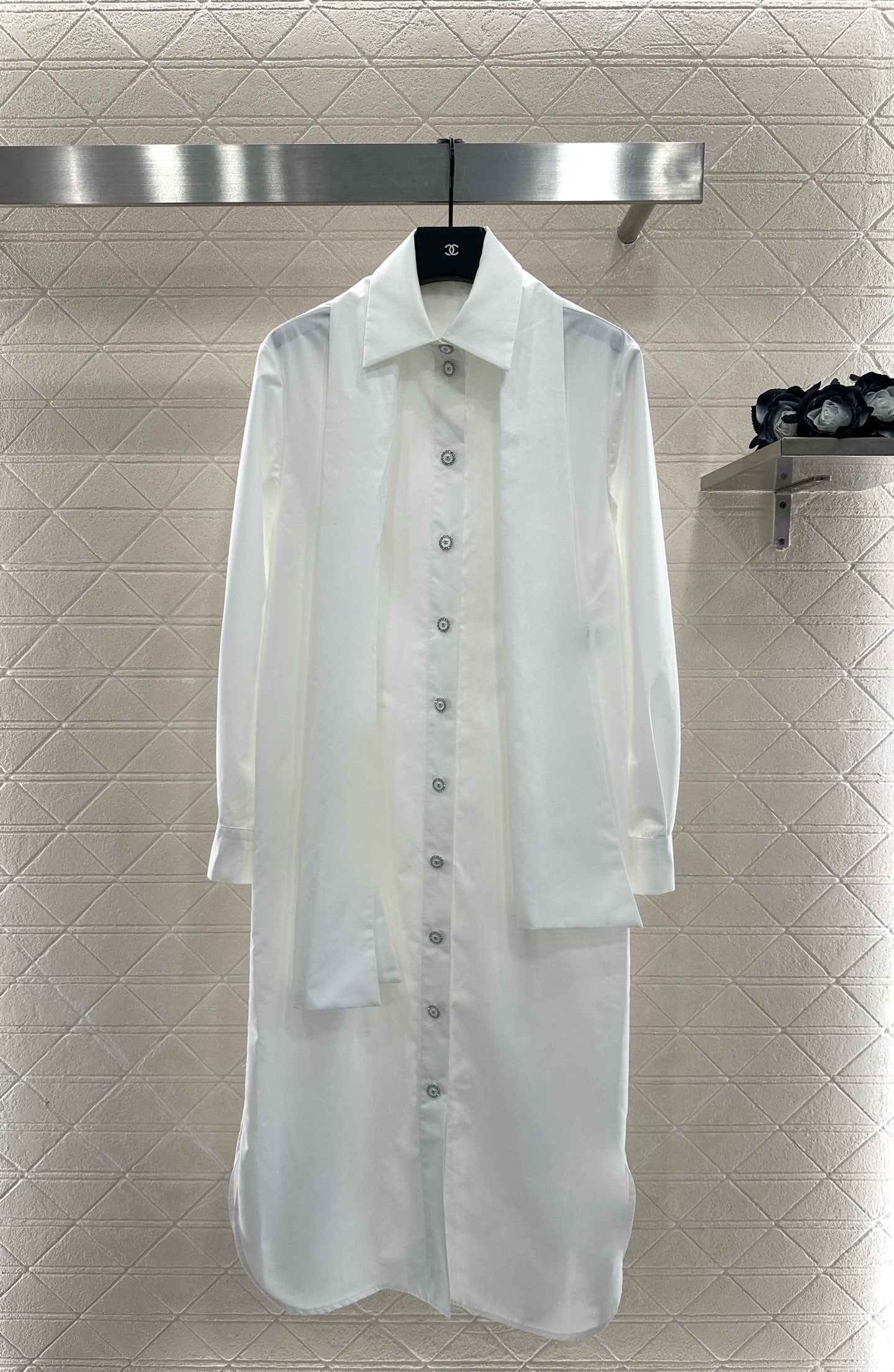 25fw Ribbon tied long lining dress