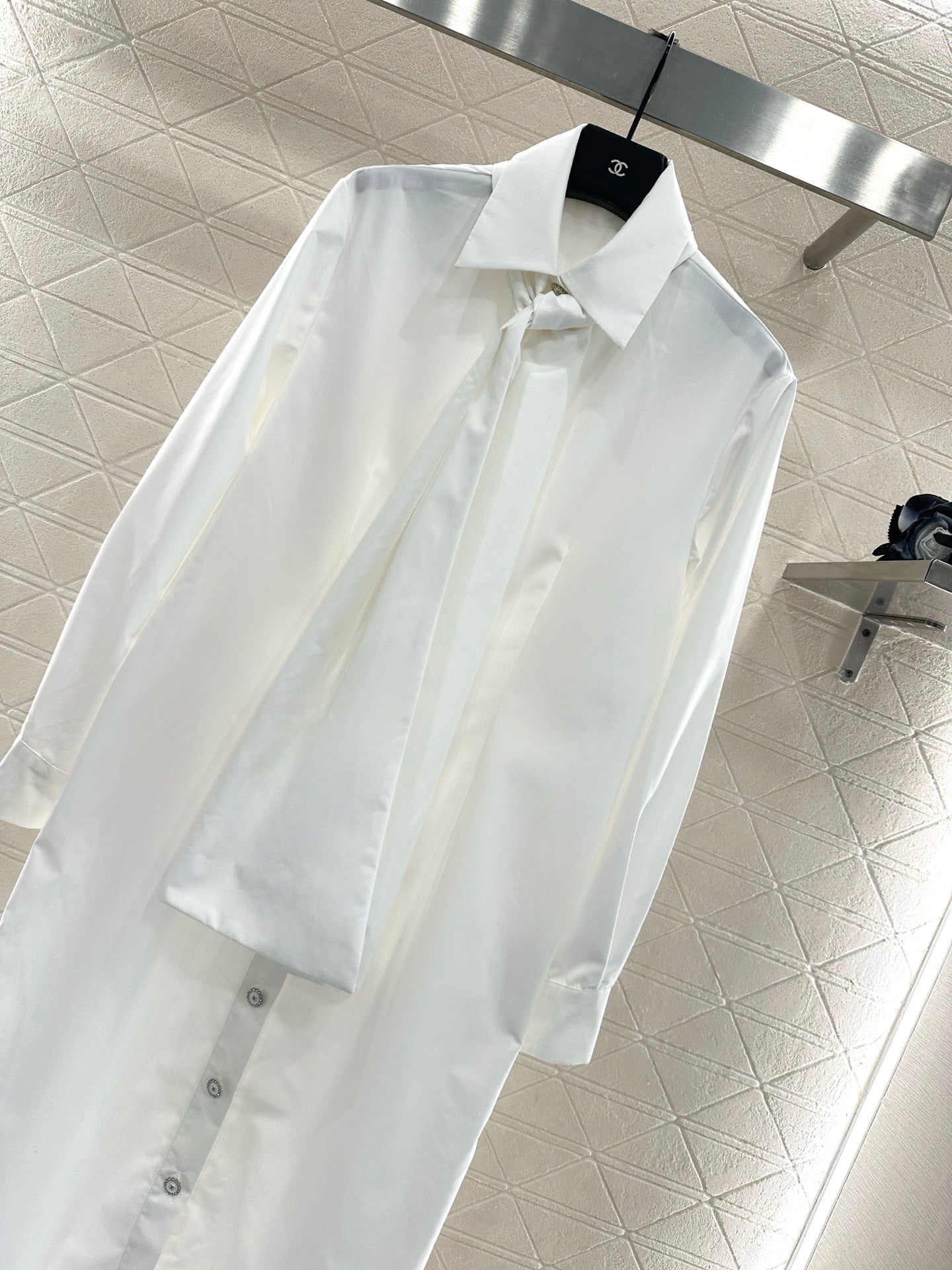 25fw Ribbon tied long lining dress