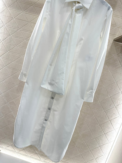 25fw Ribbon tied long lining dress