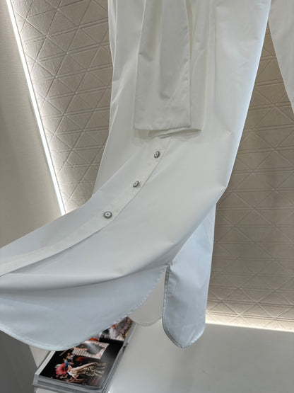 25fw Ribbon tied long lining dress