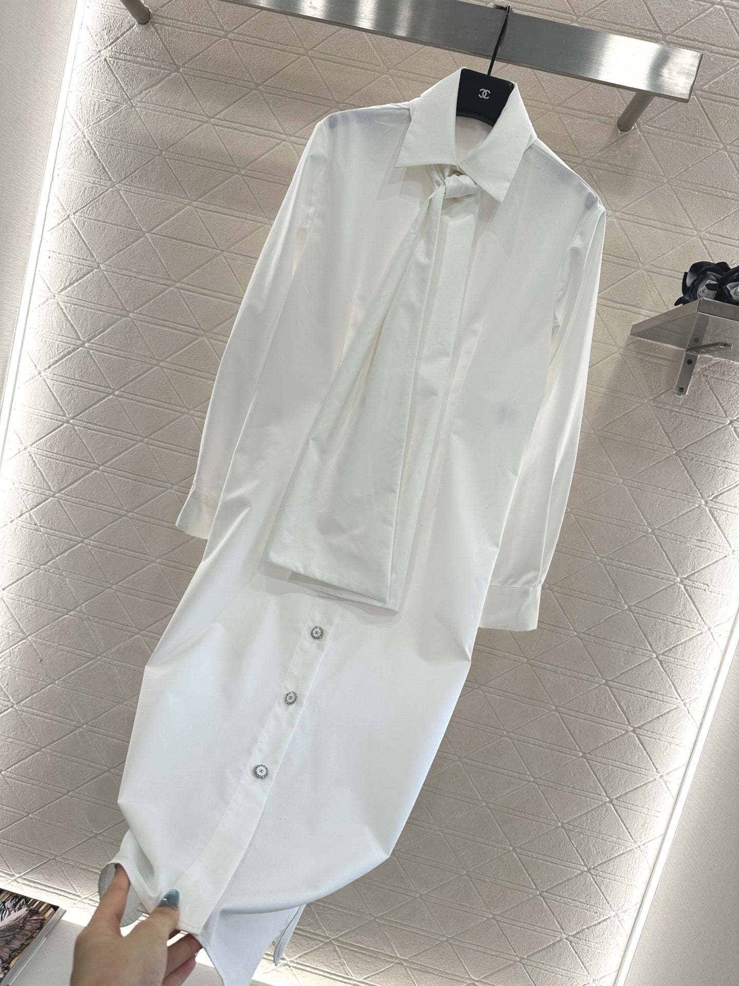 25fw Ribbon tied long lining dress