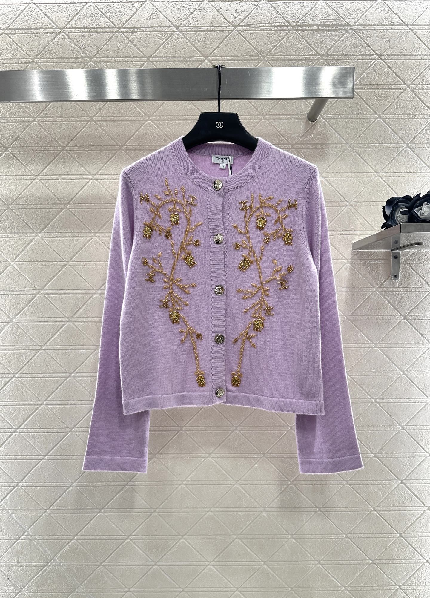 25fw Heavy industry nail bead knitted cardigan