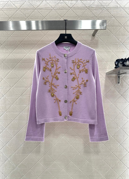 25fw Heavy industry nail bead knitted cardigan