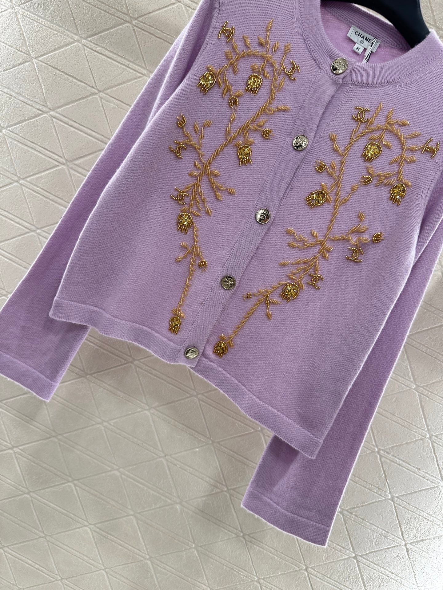 25fw Heavy industry nail bead knitted cardigan