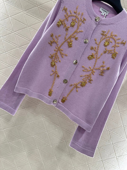 25fw Heavy industry nail bead knitted cardigan