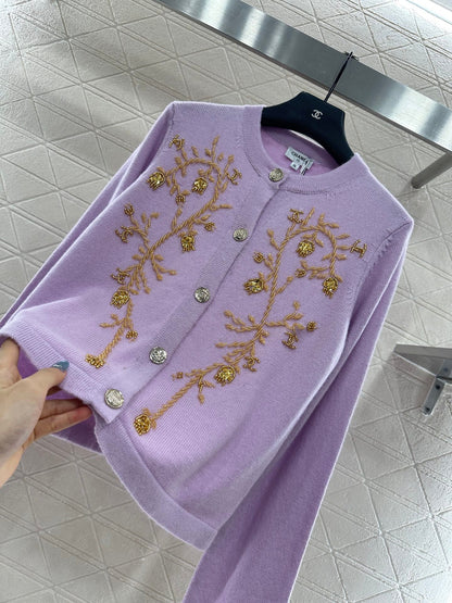 25fw Heavy industry nail bead knitted cardigan