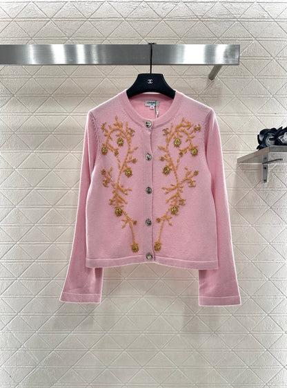 25fw Heavy industry nail bead knitted cardigan