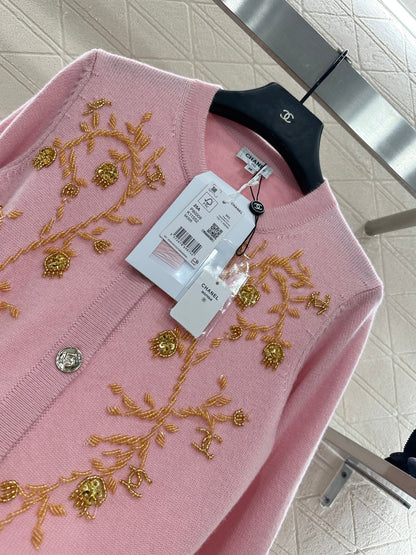 25fw Heavy industry nail bead knitted cardigan