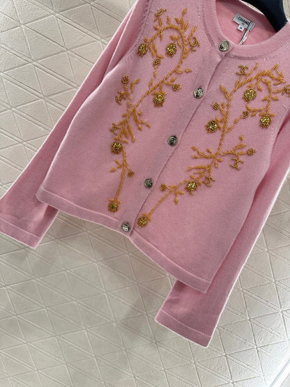 25fw Heavy industry nail bead knitted cardigan