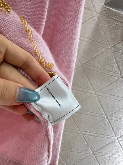 25fw Heavy industry nail bead knitted cardigan