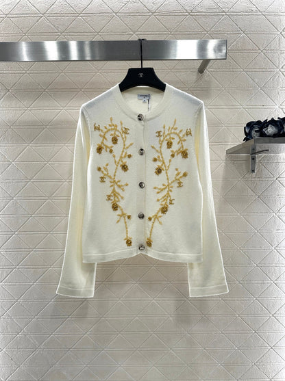 25fw Heavy industry nail bead knitted cardigan