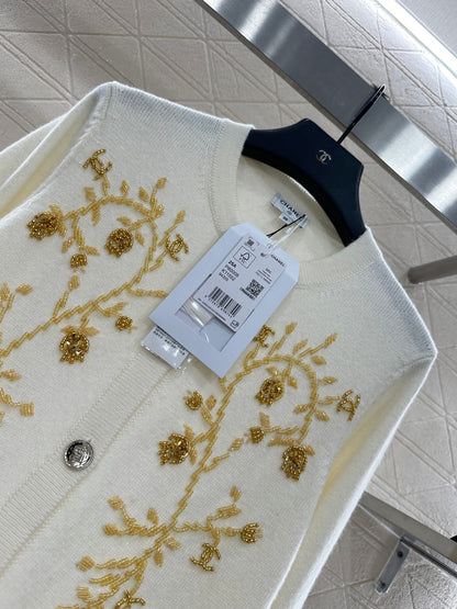 25fw Heavy industry nail bead knitted cardigan