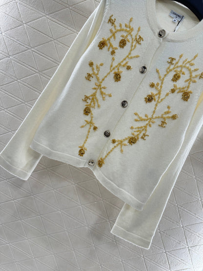 25fw Heavy industry nail bead knitted cardigan