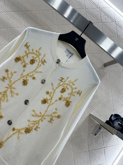 25fw Heavy industry nail bead knitted cardigan