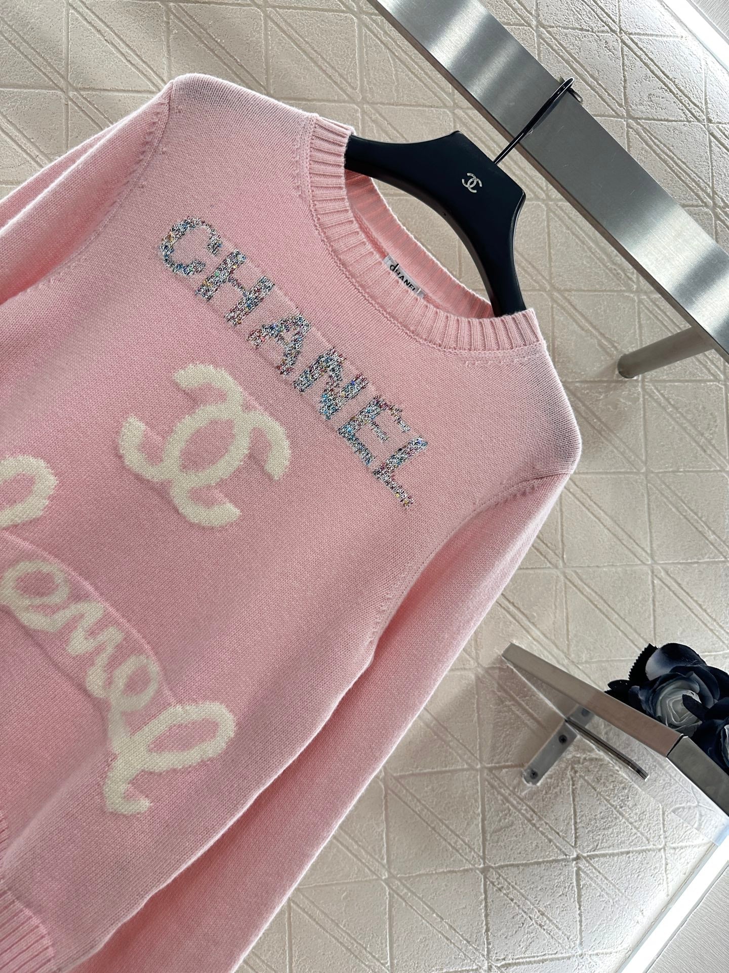 25fw Letter logo loose knit top