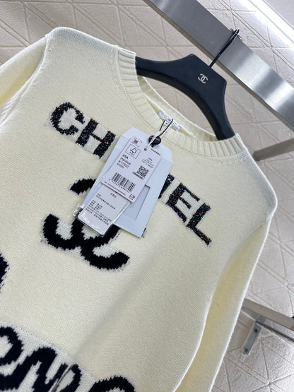 25fw Letter logo loose knit top