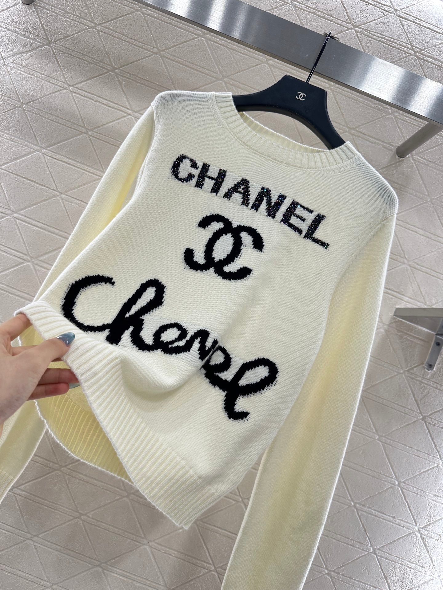 25fw Letter logo loose knit top