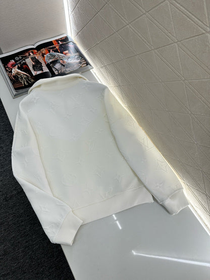 25fw Embossed half open hoodie