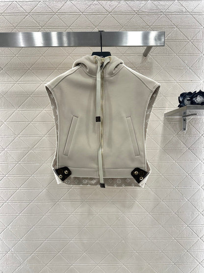 25fw Hooded printed woolen camisole vest