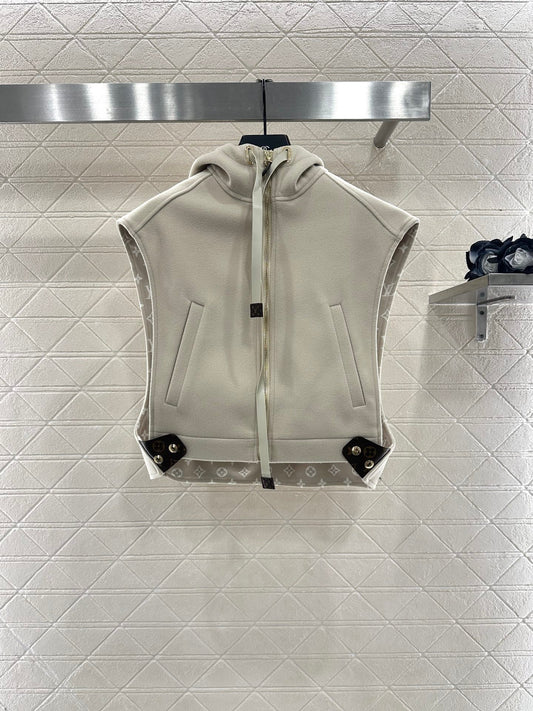 25fw Hooded printed woolen camisole vest