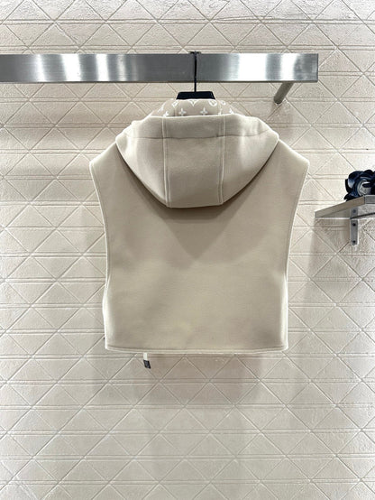 25fw Hooded printed woolen camisole vest