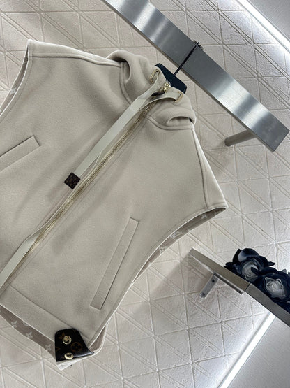 25fw Hooded printed woolen camisole vest