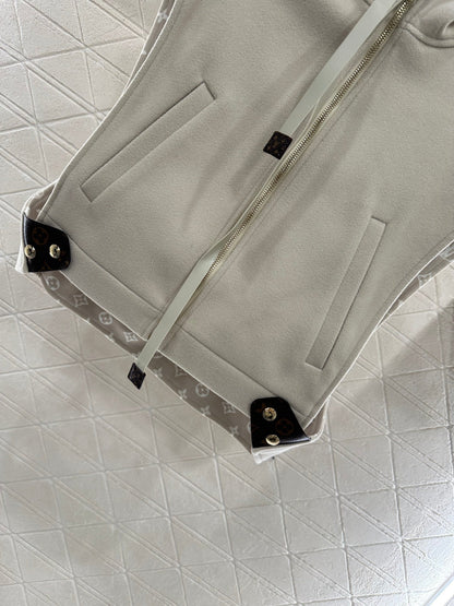 25fw Hooded printed woolen camisole vest