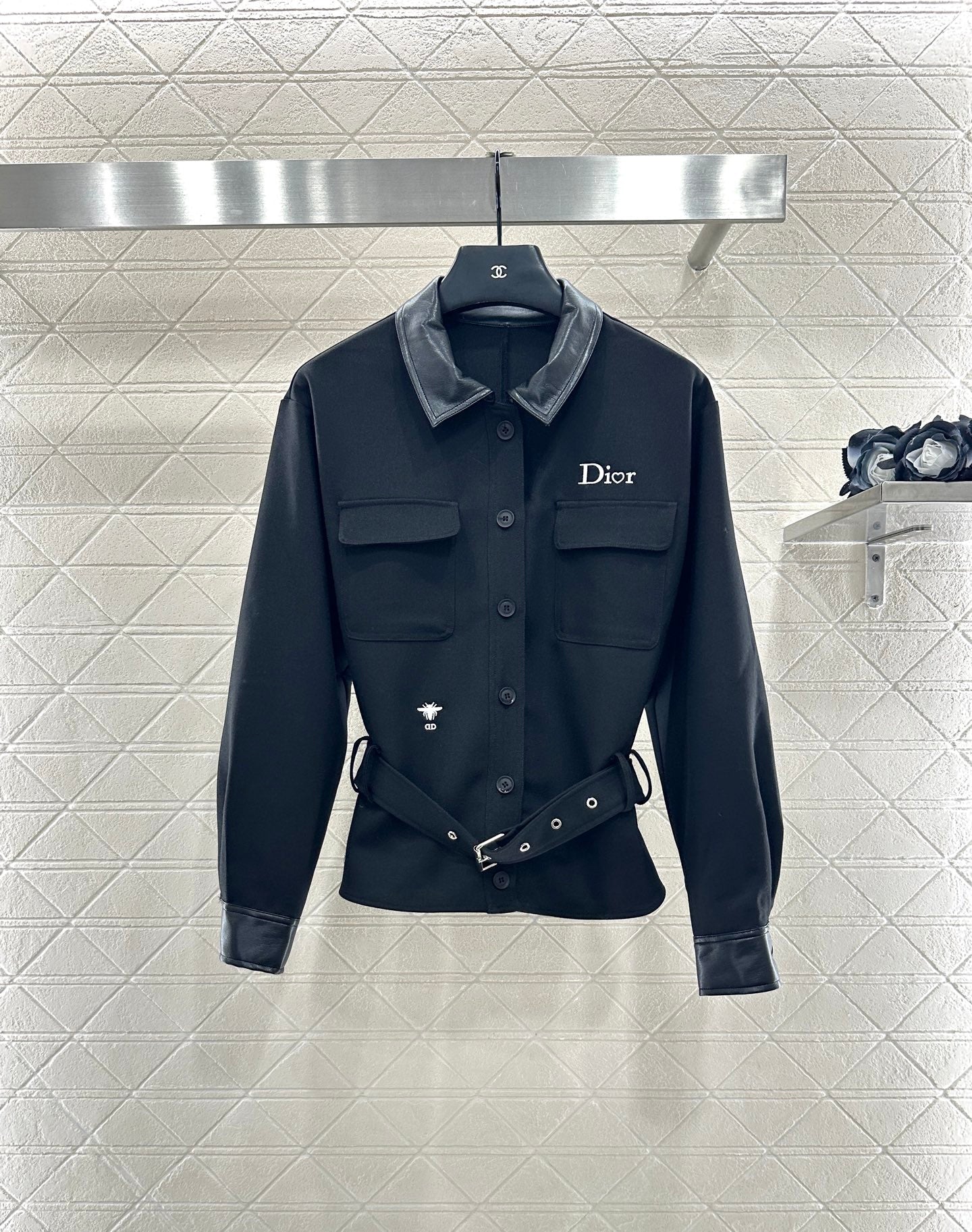 25fw Collar leather jacket and pants set