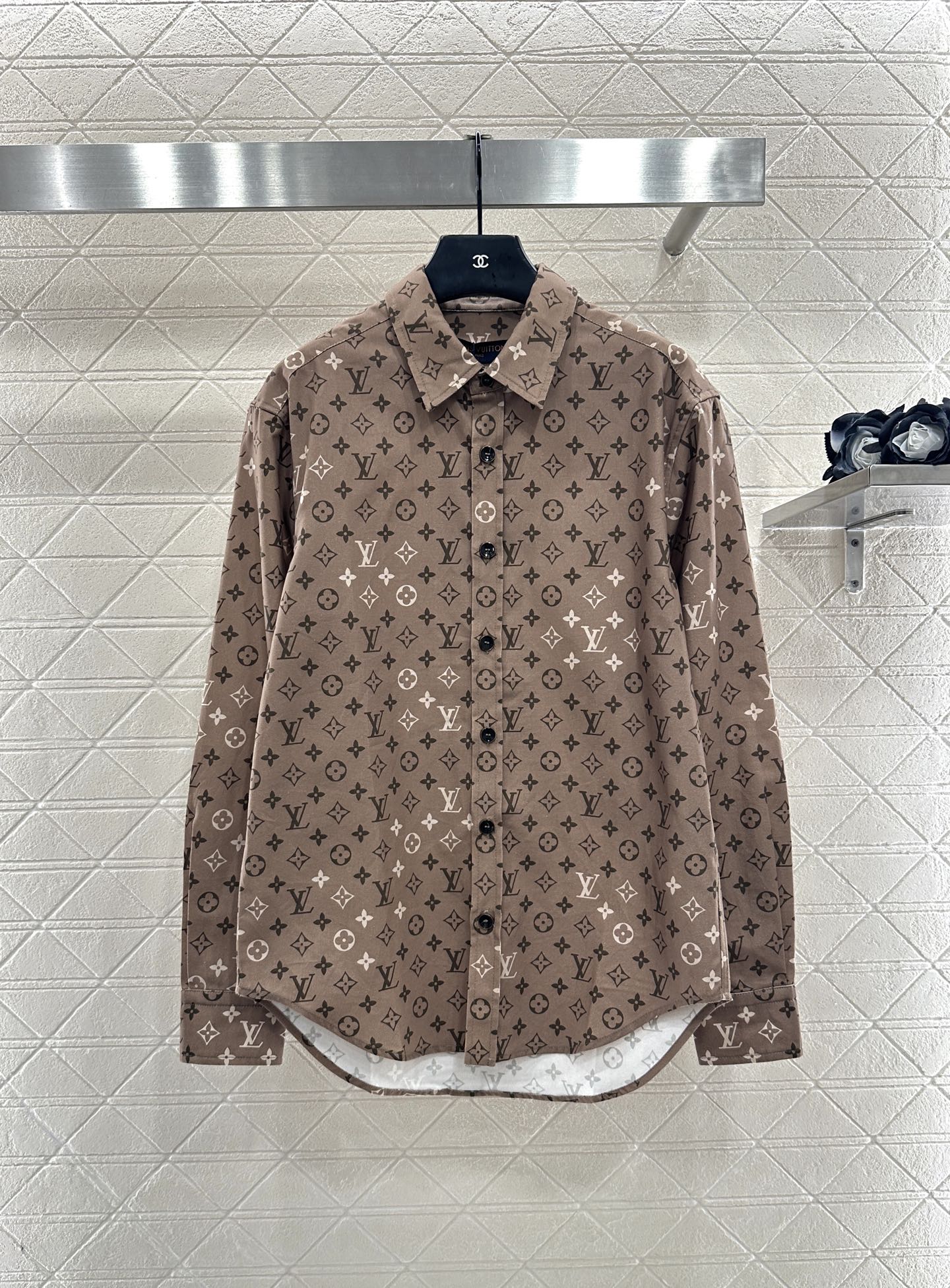25fw Printed collar long sleeved shirt