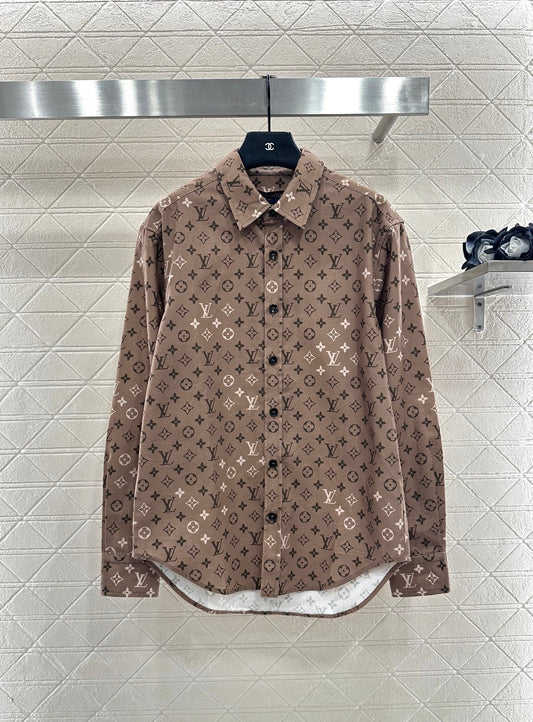 25fw Printed collar long sleeved shirt