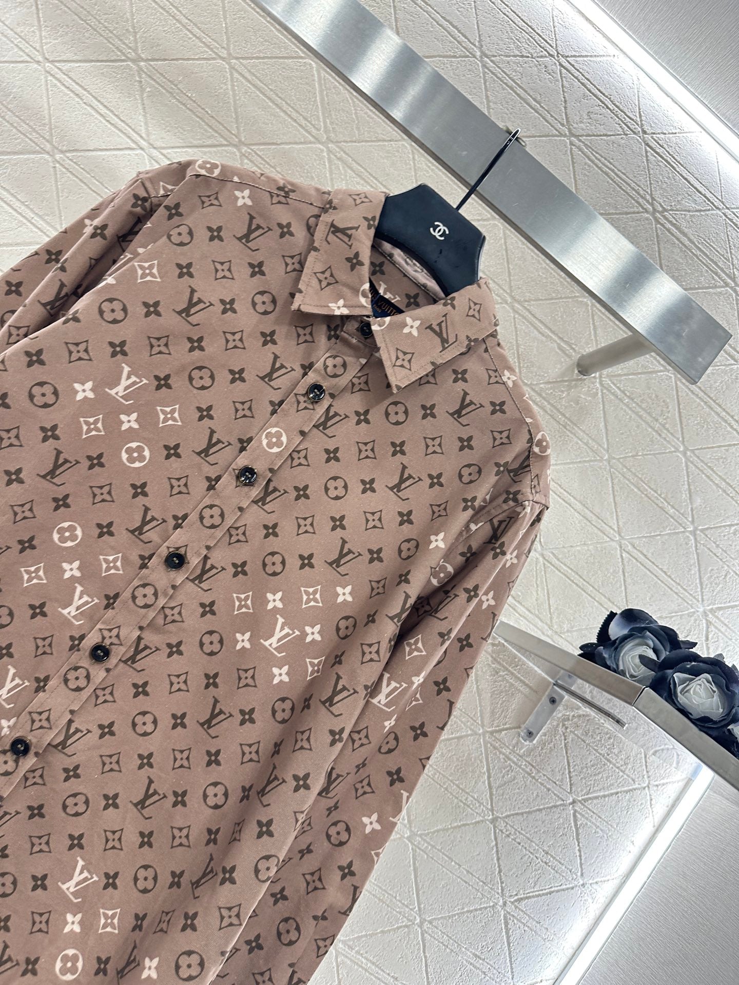 25fw Printed collar long sleeved shirt