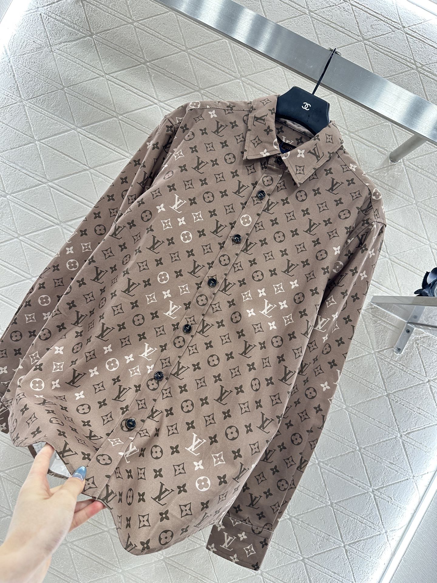 25fw Printed collar long sleeved shirt