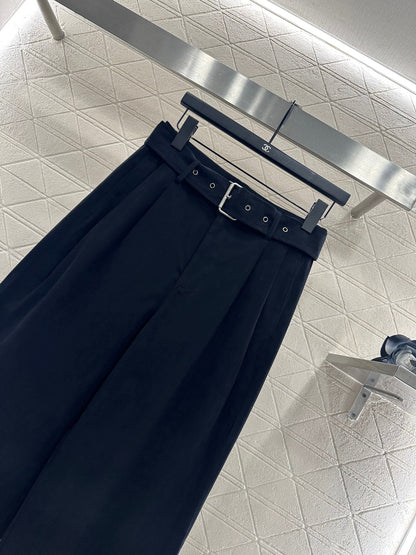 25fw Belt wide leg pants